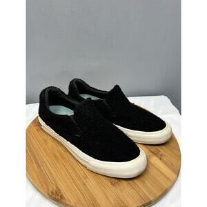 SeaVees Shoe Womens 8 Vegan Hawthorne Slip On Sneaker Loafer Black Sherpa Casual